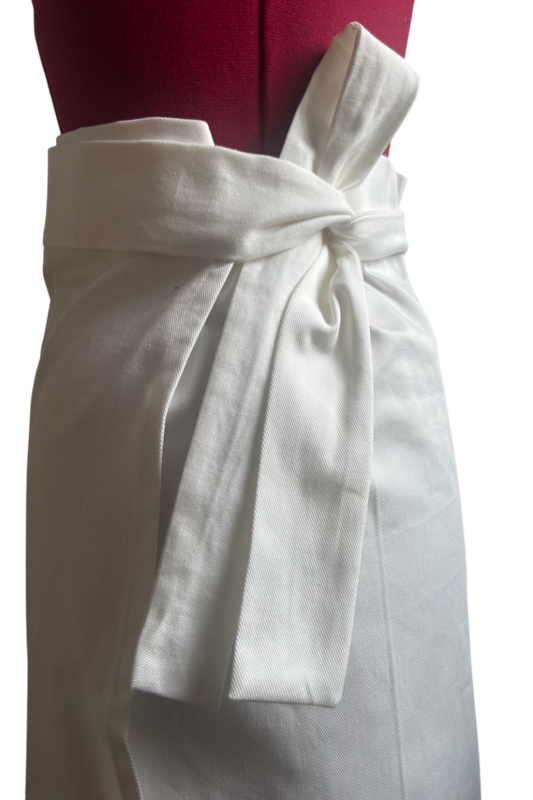 Sottovestito in cotone bianco a vita alta.-0
